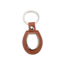 Leather and metal pendant for sublimation - oval - brown