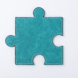 Leather cup pad in the shape of a sublimation puzzle - Green