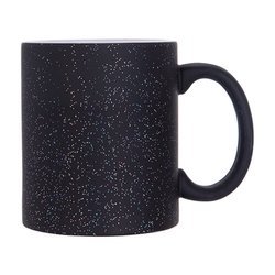 Magic mug 330 ml black, matte with glitter for sublimation