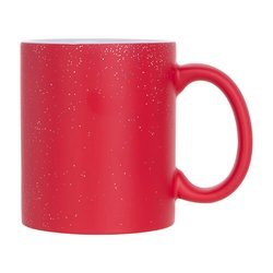 Magic mug 330 ml red, matte with glitter for sublimation