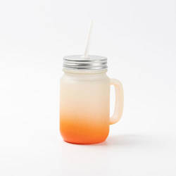 Mason Jar frosted glass mug for sublimation - Orange gradient