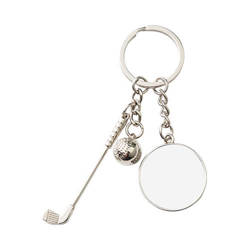 Metal keyring with a ball and a golf club for sublimation