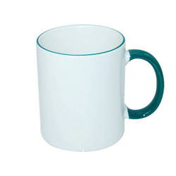Mug A+ 330 ml with green handle Sublimation Thermal Transfer