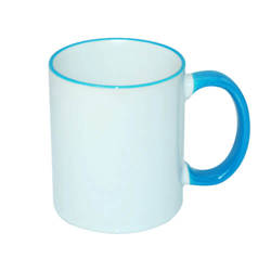 Mug A+ 330 ml with light blue handle Sublimation Thermal Transfer