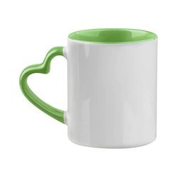 Mug Funny with heart-shaped handle - Light green