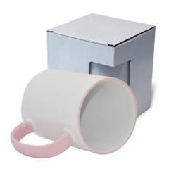 Mug MAX A+ 450 ml with pink handle with box KAR5 Sublimation Thermal Transfer