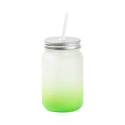 Mug Mason Jar 450 ml frosted without a handle for sublimation - green gradient