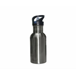 Silver bicycle water bottle with mouthpiece and straw 500 ml Sublimation Thermal Transfer