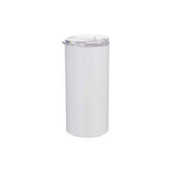 Thermal tumbler 480 ml with straw for sublimation - white
