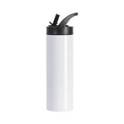 Water bottle - 600 ml beverage bottle with a lid with a handle for sublimation - white