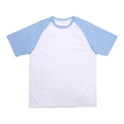 White T-shirt with light blue sleeves JSubli Apparel Sublimation Thermal Transfer
