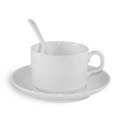 White cup with saucer and teaspoon ECO Sublimation Thermal Transfer