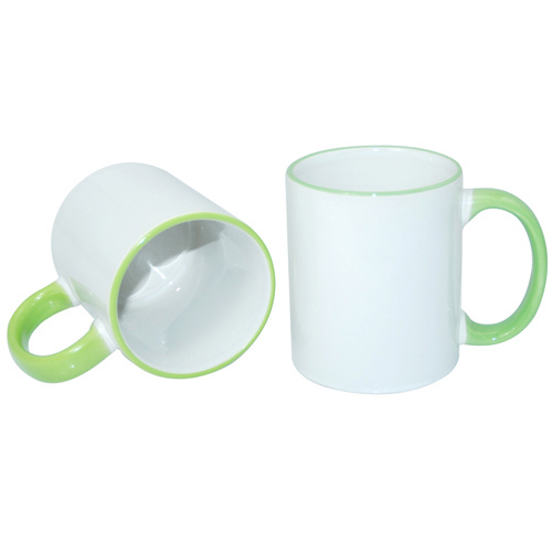 White Ceramic Sublimation Coffee Mug with Colored Rim/Handle