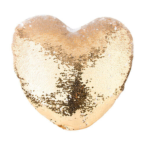 39 x 44 cm heart-shaped pillowcase with two colour of sequins for sublimation printing – gold