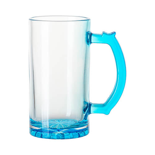 470 ml glass mug for sublimation - light blue handle and bottom