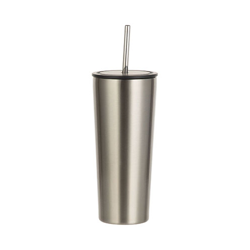 600 ml stainless steel tumbler with sublimation straw - silver
