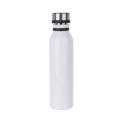 600 ml stainless steel water bottle with sublimation rubber handle - white
