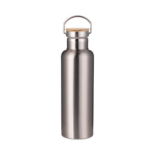 750 ml stainless steel thermos with a bamboo lid for sublimation printing – silver