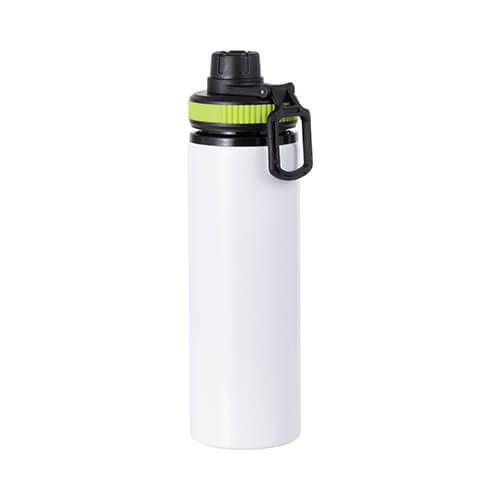 850 ml white aluminum water bottle with a screw cap and a green insert for sublimation