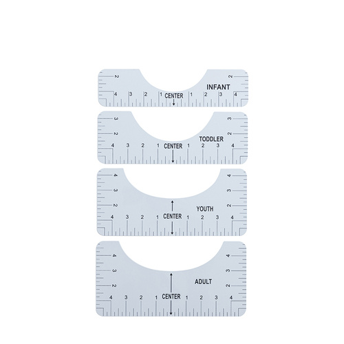 A set of templates for positioning the print on clothing