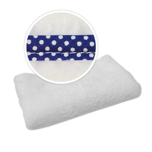 Blanket with navy blue trimming in white polka dots Sublimation