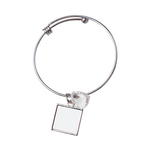 Bracelet with a boule, crystal hearth, and square locket for sublimation printing