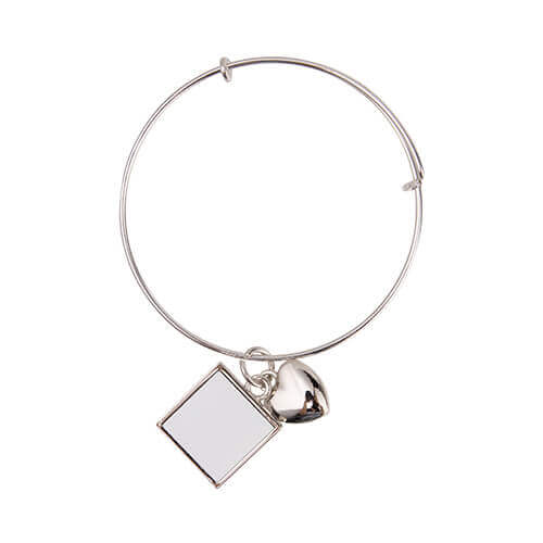 Bracelet with hearth and square locket for sublimation printing
