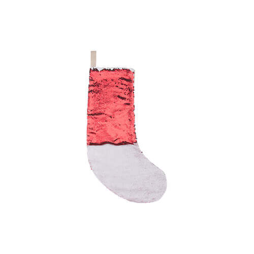 Christmas sock with two-colour sequins for sublimation printing – red