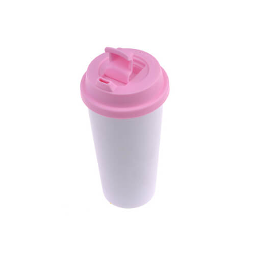 ECO Tumbler coffee mug pink lid Sublimation Thermal Transfer