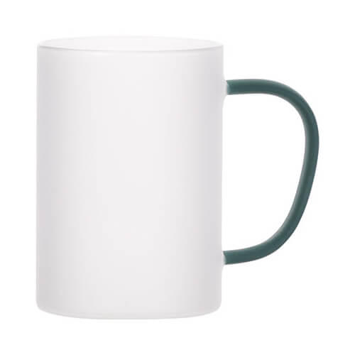 Frosted glass with a green handle for sublimation 360 ml