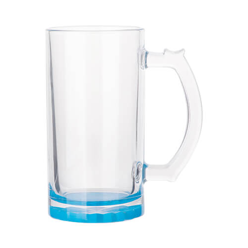 Glass mug for sublimation, blue bottom 470 ml