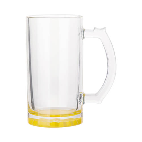Glass mug for sublimation, yellow bottom 470 ml