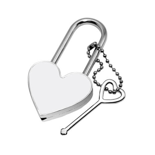 Heart shaped padlock 4 x 7,5 cm Sublimation Thermal Transfer