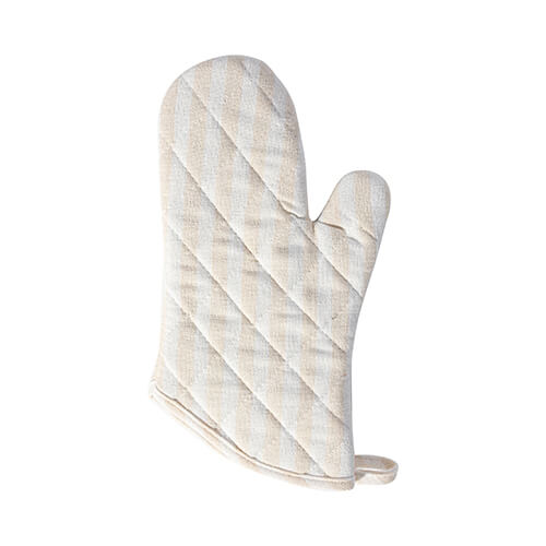 Heat-insulating oven mitt for sublimation - cream with yellow stripes