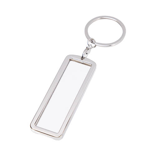 Key ring - double-sided frame 2.6 x 7.7 cm - rectangle for sublimation