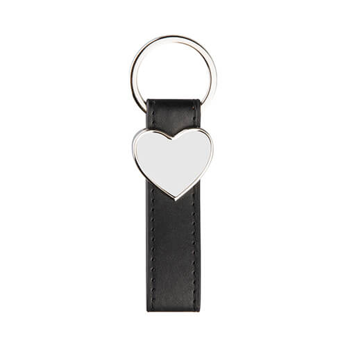 Leather and metal pendant for sublimation - heart - black