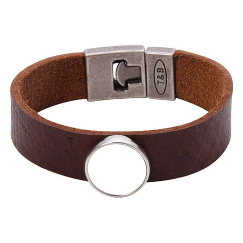 Leather bracelet with circlular plate - brown Sublimation