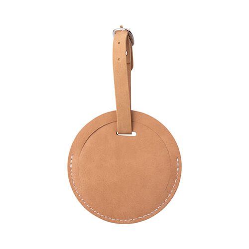 Leather luggage tag for sublimation - brown circle