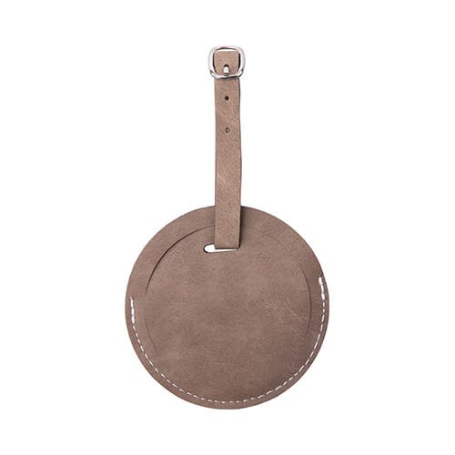 Leather luggage tag for sublimation - gray circle