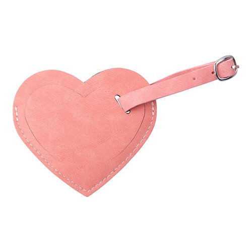 Leather luggage tag for sublimation - pink heart