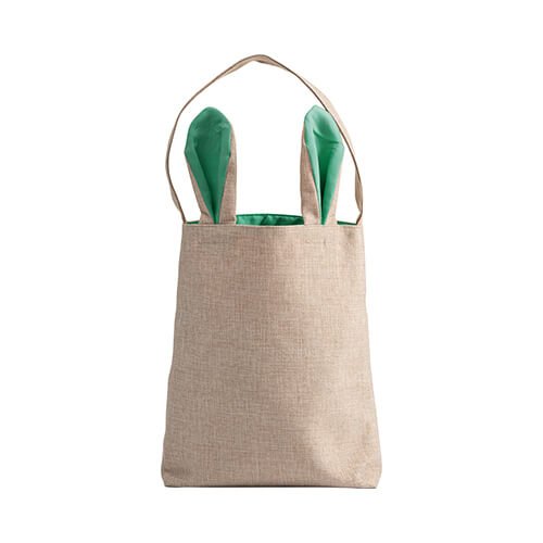Linen bag 29 x 34 cm for sublimation - green handles