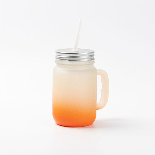 Mason Jar frosted glass mug for sublimation - Orange gradient