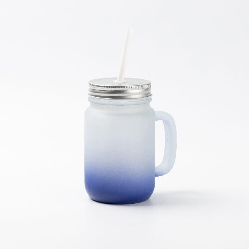 Mason Jar frosted glass mug for sublimation - navy blue gradient
