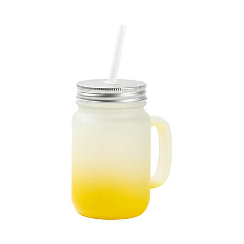 Mason Jar frosted glass mug for sublimation - yellow gradient