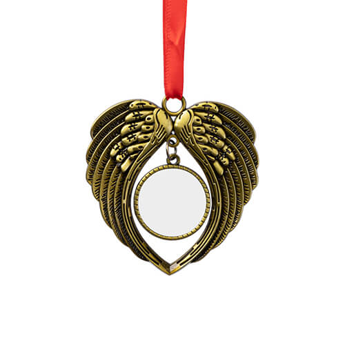 Metal Christmas tree pendant for sublimation - golden wings