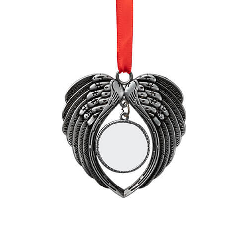 Metal Christmas tree pendant for sublimation - silver wings