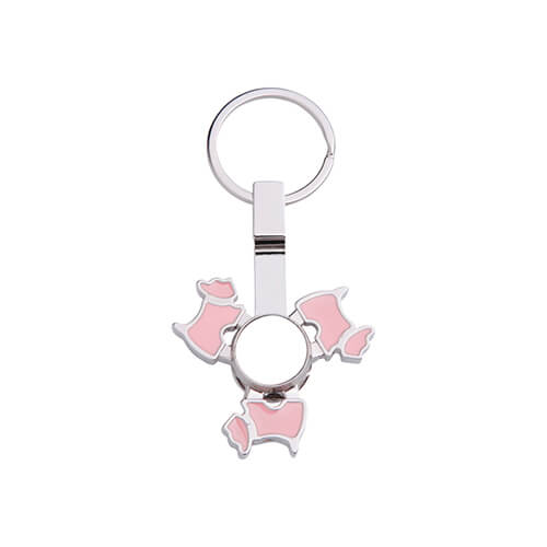 Metal keyring - spinner for sublimation - Dog - pink