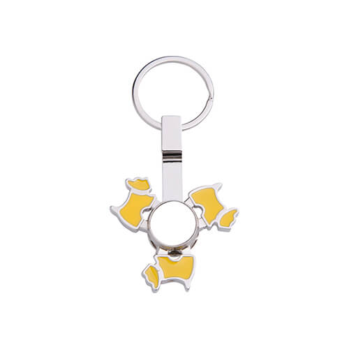 Metal keyring - spinner for sublimation - Dog - yellow