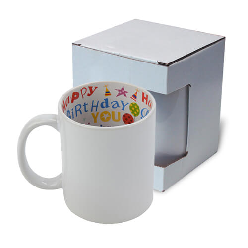 Mug A+ 330 ml with the Happy Birthday inside with box Sublimation Termotransfer
