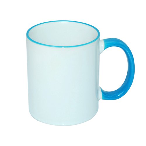 Mug ECO 330 ml with light blue handle Sublimation Thermal Transfer